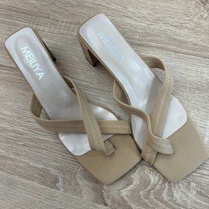 Meiliya Block Heel Sandals Womens Nude Size 39